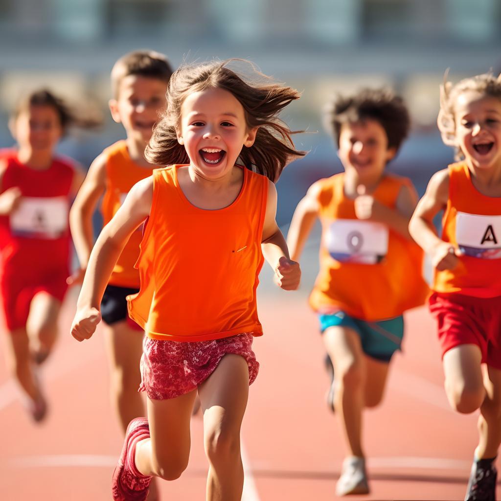 Kinder laufen mit einem Lächeln im Gesicht