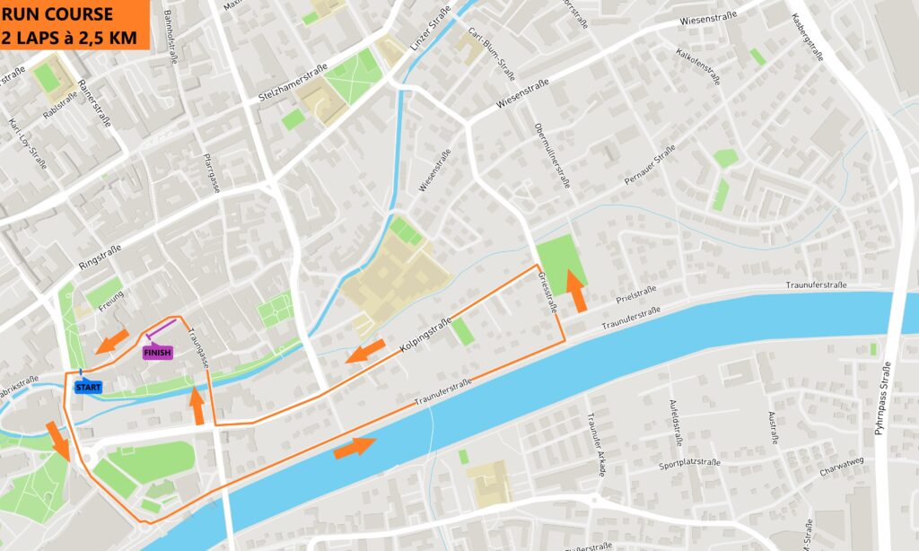 Streckenplan vom Kick Off Run in Wels